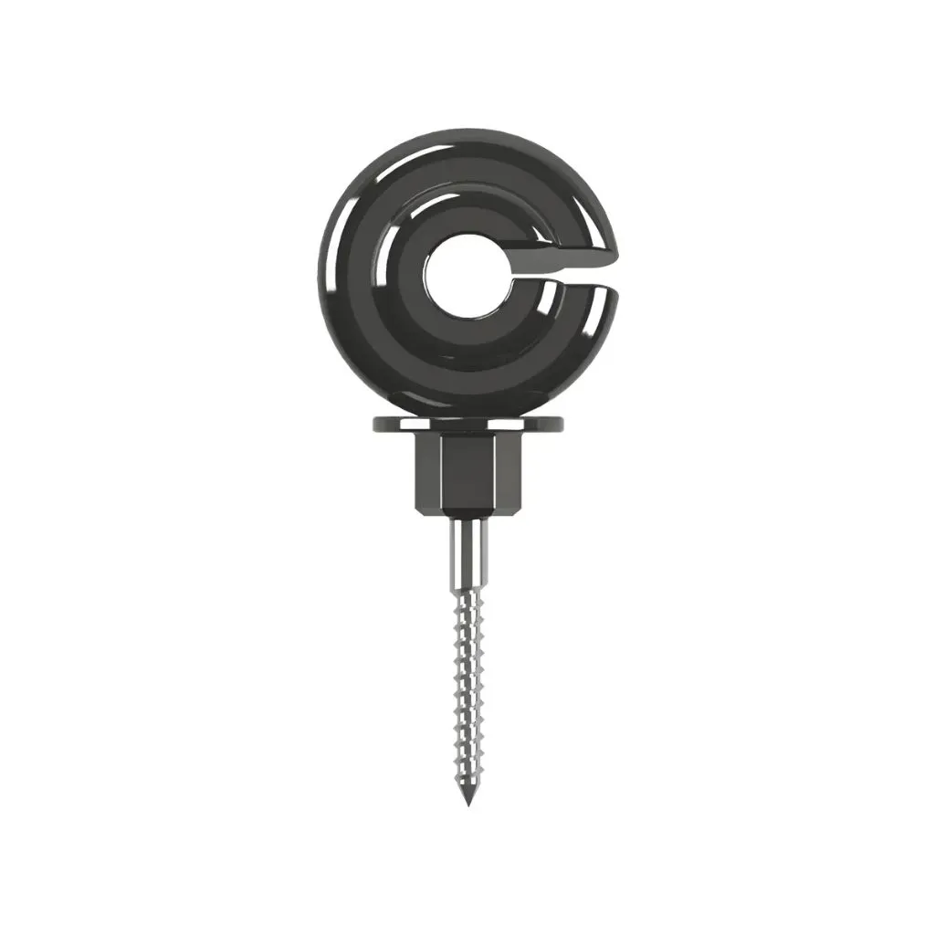 Isolador Anel Gancho 7cm Preto Plástico UV Para Cerca Elétrica