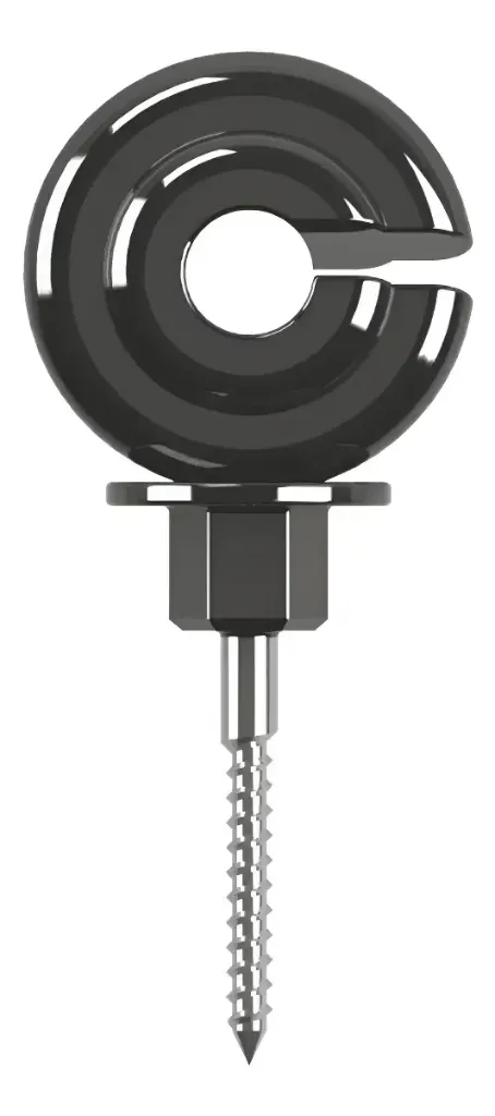 Isolador Anel Gancho 7cm Preto Plástico UV Para Cerca Elétrica