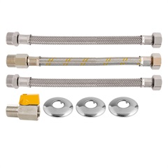 [180517] Kit Aquecedor De Passagem Com Mini Válvula Flexível 0,40 Metros Niquelado